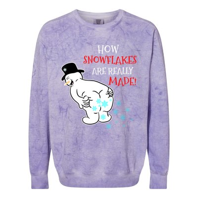 Funny Snowman How Snowflake Are Really Made Christmas Cutome Colorblast Crewneck Sweatshirt