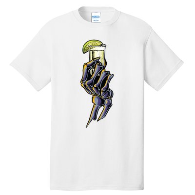 Funny Skeleton Hand With Tequila Alcohol Party Tall T-Shirt