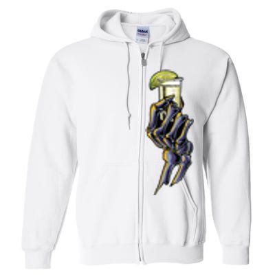 Funny Skeleton Hand With Tequila Alcohol Party Full Zip Hoodie