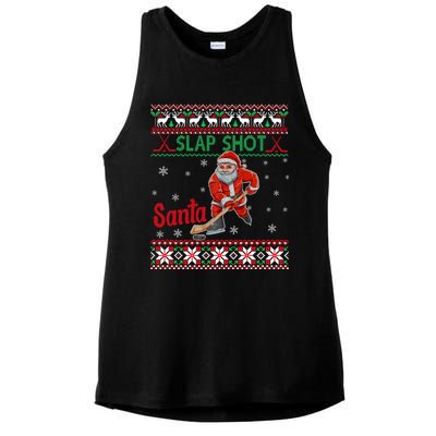 Funny Santa Hockey Christmas Gift Santa Ugly Sweater Cute Gift Ladies PosiCharge Tri-Blend Wicking Tank