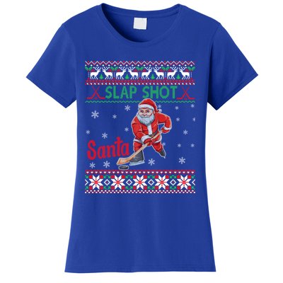 Funny Santa Hockey Christmas Gift Santa Ugly Sweater Cute Gift Women's T-Shirt