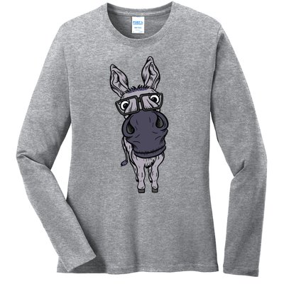 Funny Smart House Donkey Farm Horse Mule Pack Animal Donkey Ladies Long Sleeve Shirt