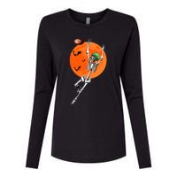 Football Skeleton Halloween Football Player Womens Cotton Relaxed Long Sleeve T-Shirt