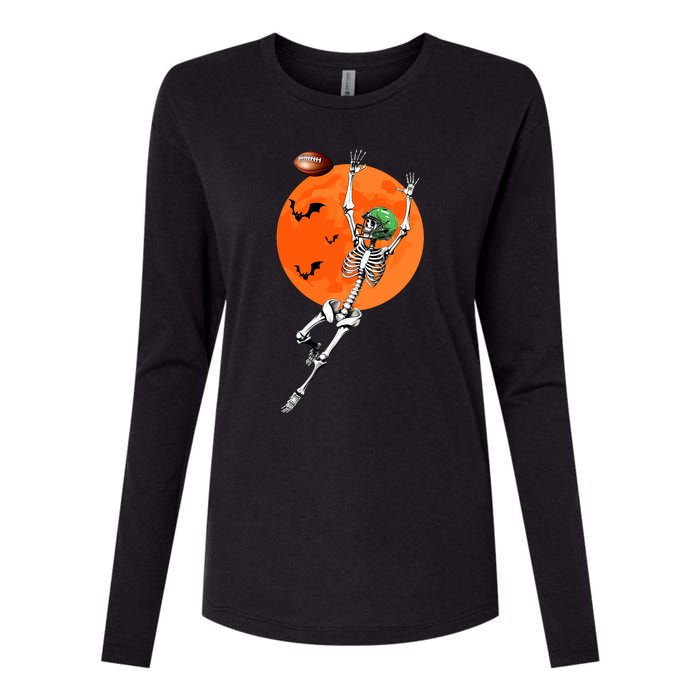 Football Skeleton Halloween Football Player Womens Cotton Relaxed Long Sleeve T-Shirt