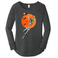 Football Skeleton Halloween Football Player Women's Perfect Tri Tunic Long Sleeve Shirt