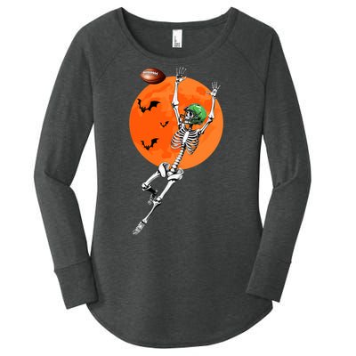 Football Skeleton Halloween Football Player Women's Perfect Tri Tunic Long Sleeve Shirt