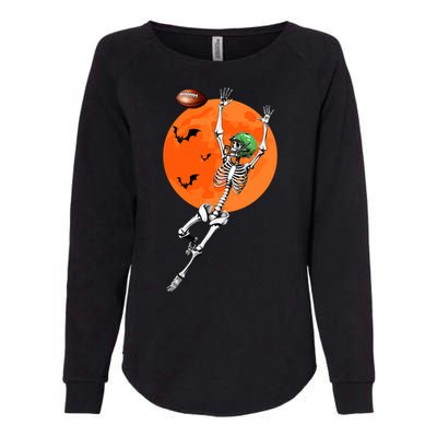 Football Skeleton Halloween Football Player Womens California Wash Sweatshirt