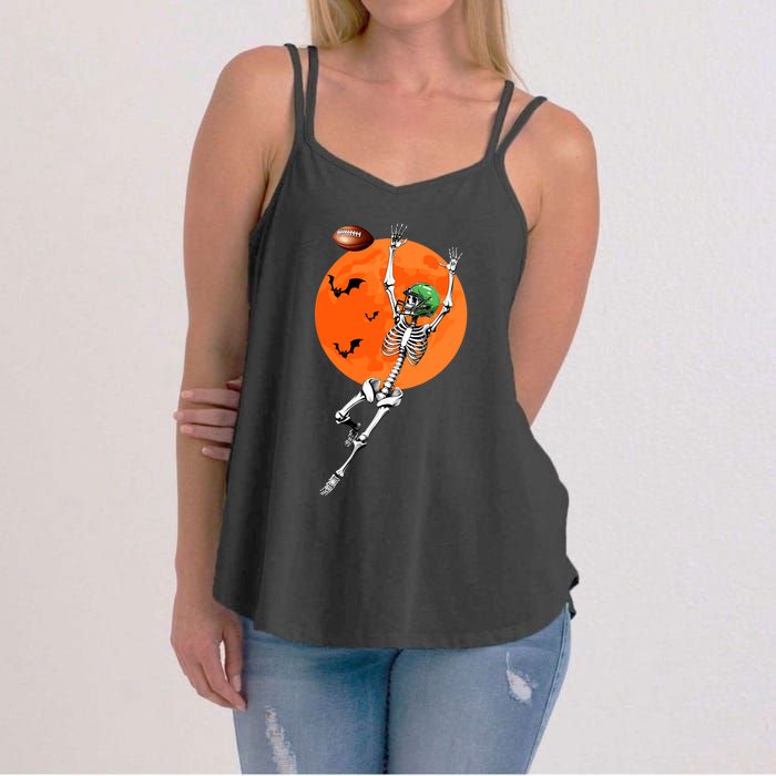 Football Skeleton Halloween Football Player Women's Strappy Tank