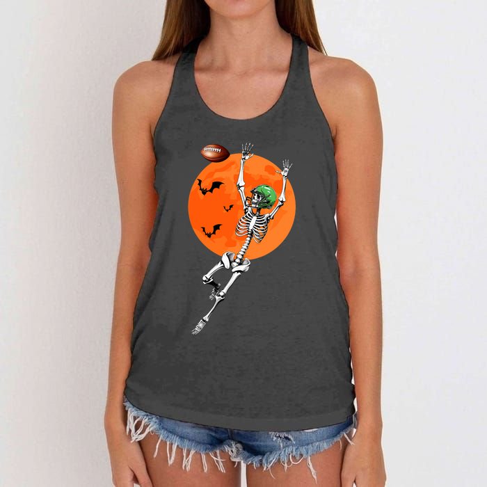 Football Skeleton Halloween Football Player Women's Knotted Racerback Tank