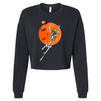 Football Skeleton Halloween Football Player Cropped Pullover Crew