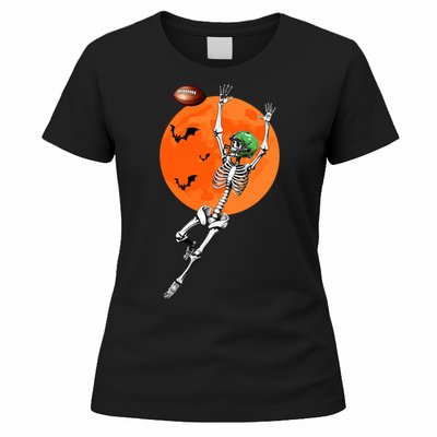 Football Skeleton Halloween Football Player Women's T-Shirt