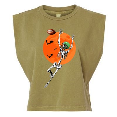 Football Skeleton Halloween Football Player Garment-Dyed Women's Muscle Tee