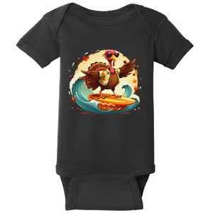 Funny Surf Hawaiian Turkey Surfing Pumpkin Pie Thanksgiving Gift Baby Bodysuit