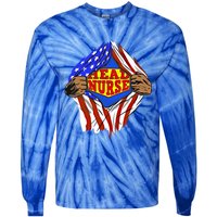 Funny Super Head Nurse Hero Job Gift Tie-Dye Long Sleeve Shirt