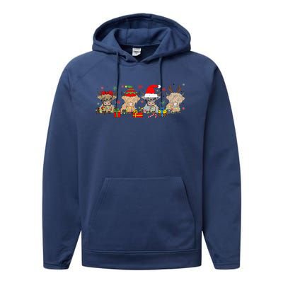 Funny Scottish Highland Cow Christmas Tree Cow Lover Xmas Performance Fleece Hoodie