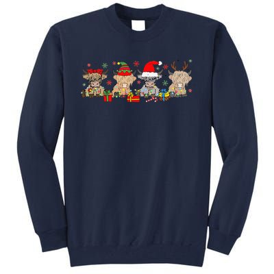 Funny Scottish Highland Cow Christmas Tree Cow Lover Xmas Tall Sweatshirt