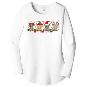 Funny Scottish Highland Cow Christmas Tree Cow Lover Xmas Women's Perfect Tri Tunic Long Sleeve Shirt