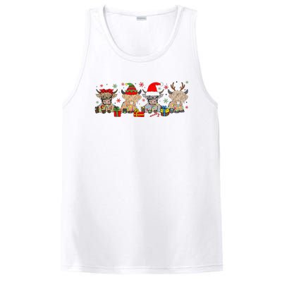 Funny Scottish Highland Cow Christmas Tree Cow Lover Xmas PosiCharge Competitor Tank