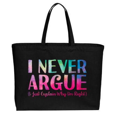 Funny Sarcastic I Never Argue I Just Explain Why Im Right Cotton Canvas Jumbo Tote