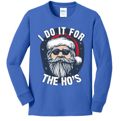 Funny Santa I Do It For The HoS Inappropriate Christmas Gift Kids Long Sleeve Shirt