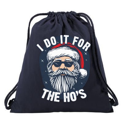 Funny Santa I Do It For The HoS Inappropriate Christmas Gift Drawstring Bag