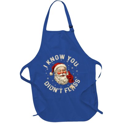 Funny Santa I Know You DidnT Floss Dentist Dental Christmas Gift Full-Length Apron With Pockets