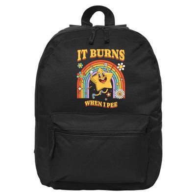 Funny Saying It Burns When I Pee! Sarcastic, Ironic 16 in Basic Backpack