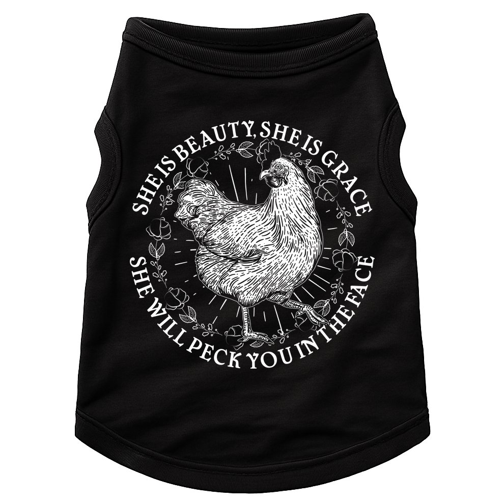 Funny She Is Beauty She Is Grace Vintage Hen Chicken Doggie Tank