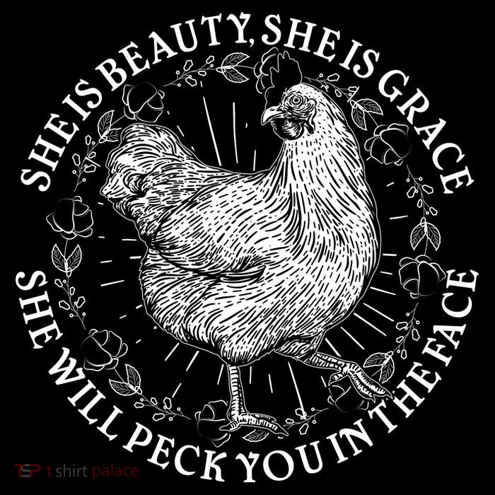 Funny She Is Beauty She Is Grace Vintage Hen Chicken Flatbill Hat