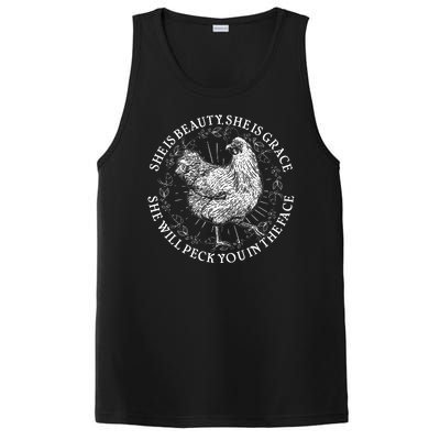 Funny She Is Beauty She Is Grace Vintage Hen Chicken PosiCharge Competitor Tank