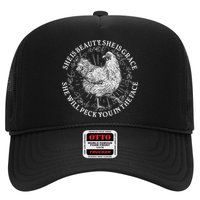 Funny She Is Beauty She Is Grace Vintage Hen Chicken Trucker Hat
