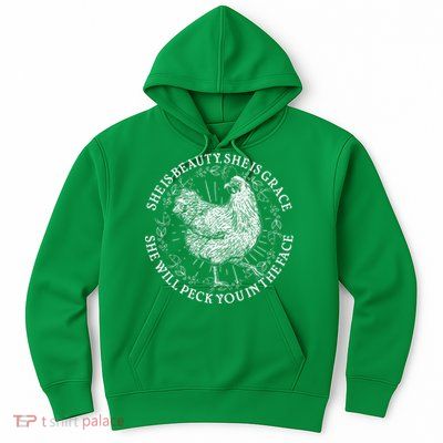 Funny She Is Beauty She Is Grace Vintage Hen Chicken Hoodie