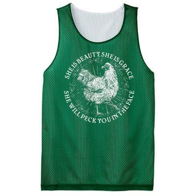 Funny She Is Beauty She Is Grace Vintage Hen Chicken Mesh Reversible Basketball Jersey Tank