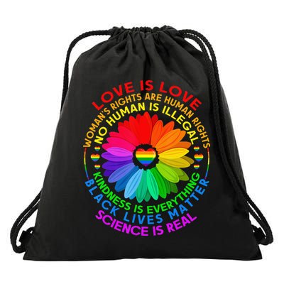 Funny Science Is Real BLM LGBT Pride Black Lives Matter Drawstring Bag