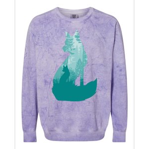 Fox Silhouette In The Forest Animal Hunter Hunting Colorblast Crewneck Sweatshirt