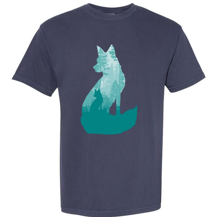 Fox Silhouette In The Forest Animal Hunter Hunting Garment-Dyed Heavyweight T-Shirt