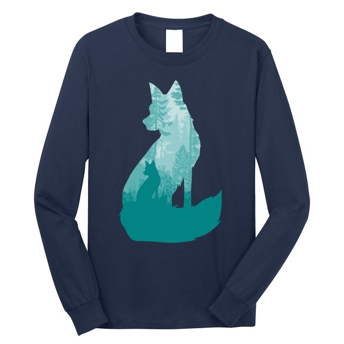 Fox Silhouette In The Forest Animal Hunter Hunting Long Sleeve Shirt