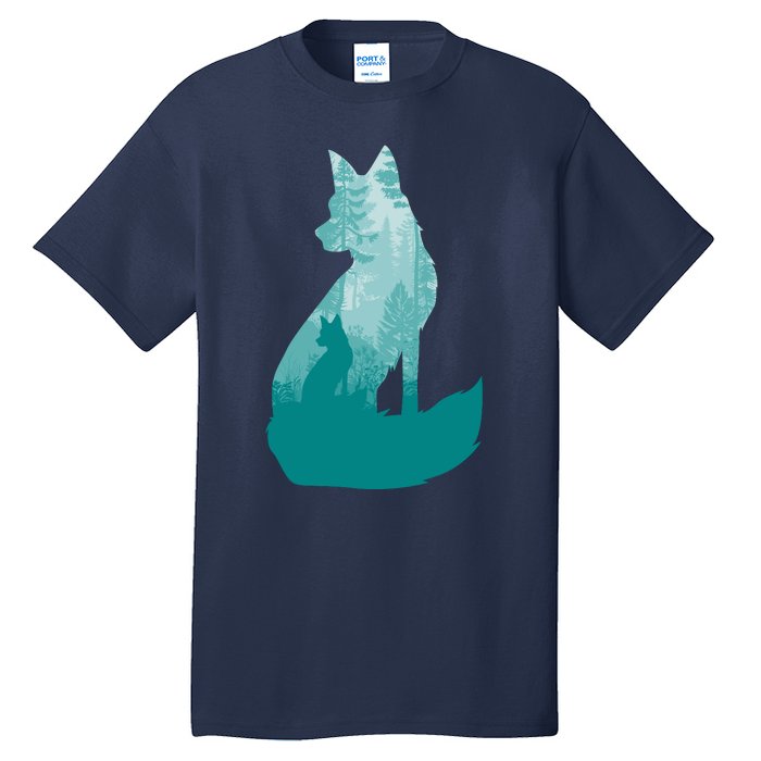 Fox Silhouette In The Forest Animal Hunter Hunting Tall T-Shirt