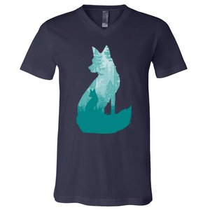 Fox Silhouette In The Forest Animal Hunter Hunting V-Neck T-Shirt