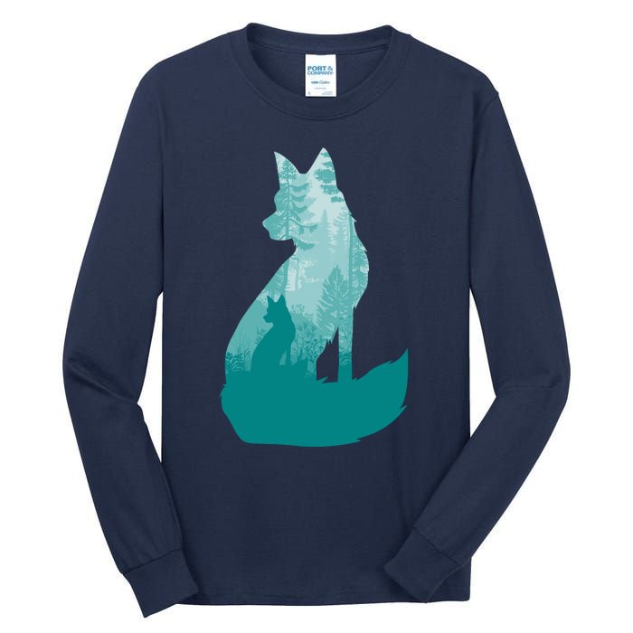 Fox Silhouette In The Forest Animal Hunter Hunting Tall Long Sleeve T-Shirt