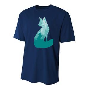 Fox Silhouette In The Forest Animal Hunter Hunting Youth Performance Sprint T-Shirt