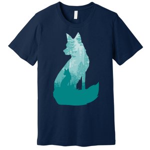 Fox Silhouette In The Forest Animal Hunter Hunting Premium T-Shirt