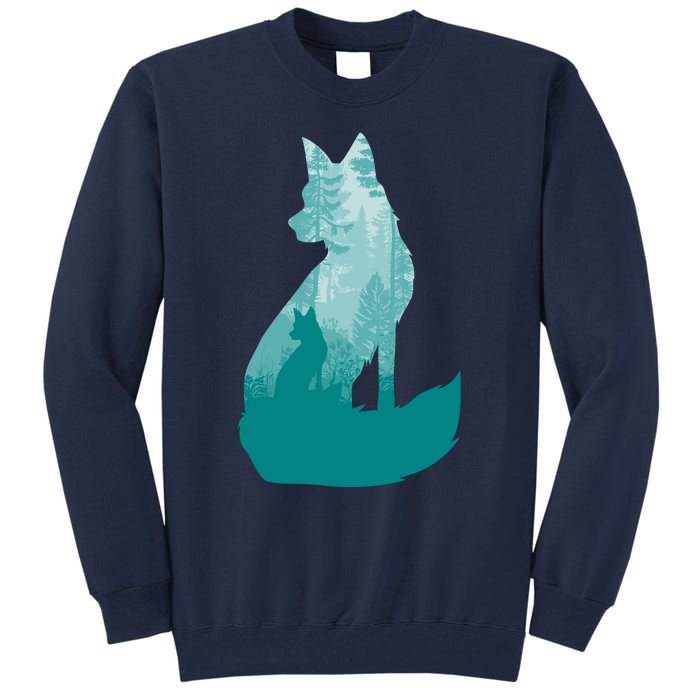 Fox Silhouette In The Forest Animal Hunter Hunting Tall Sweatshirt