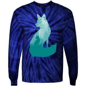 Fox Silhouette In The Forest Animal Hunter Hunting Tie-Dye Long Sleeve Shirt