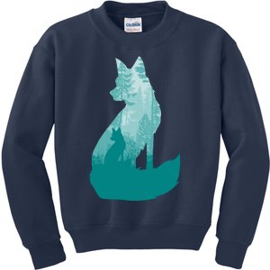 Fox Silhouette In The Forest Animal Hunter Hunting Kids Sweatshirt