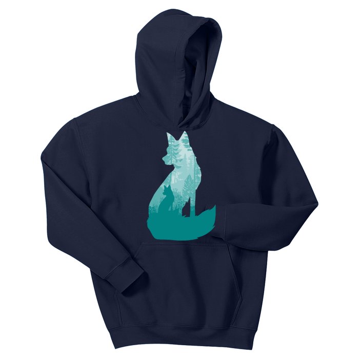 Fox Silhouette In The Forest Animal Hunter Hunting Kids Hoodie