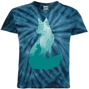 Fox Silhouette In The Forest Animal Hunter Hunting Kids Tie-Dye T-Shirt