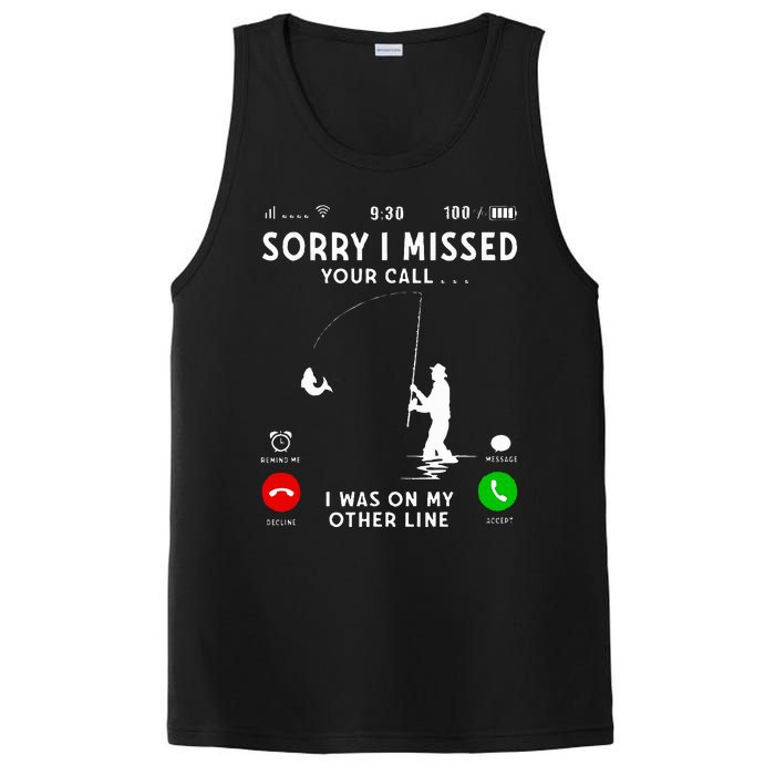 Funny Sorry I Missed Your Call Was On Other Line Fishing PosiCharge Competitor Tank