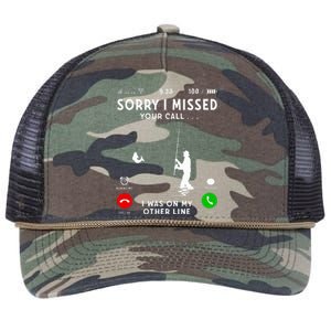 Funny Sorry I Missed Your Call Was On Other Line Fishing Retro Rope Trucker Hat Cap