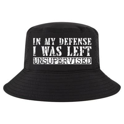 Funny Saying In My Defense I Was Left Unsupervised Vintage Cool Comfort Performance Bucket Hat
